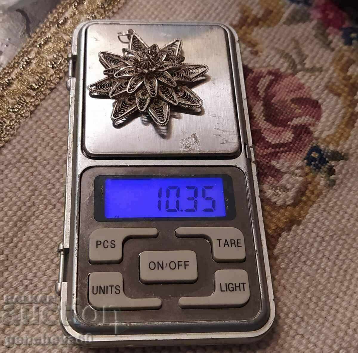 Large silver filigree pendant - 7 Large silver filigree pendant - 7