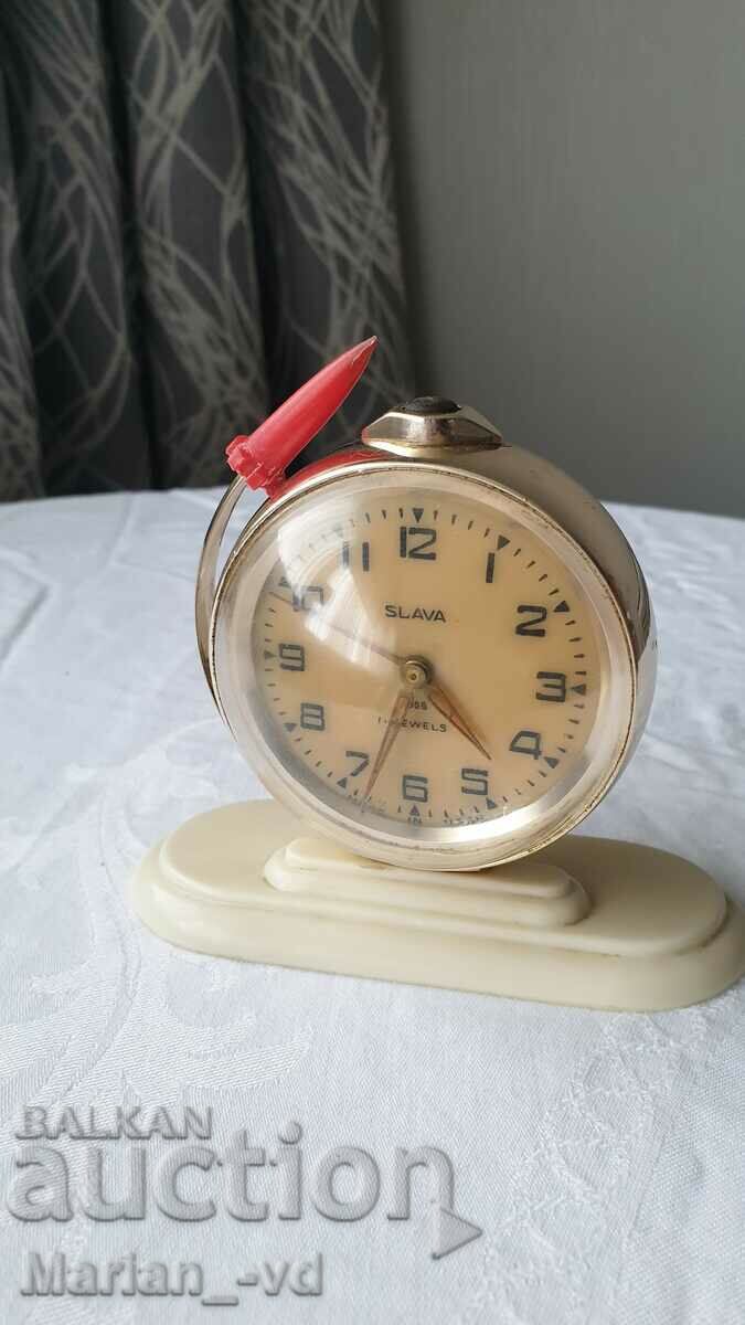 Old alarm clock GLORY, globe, USSR