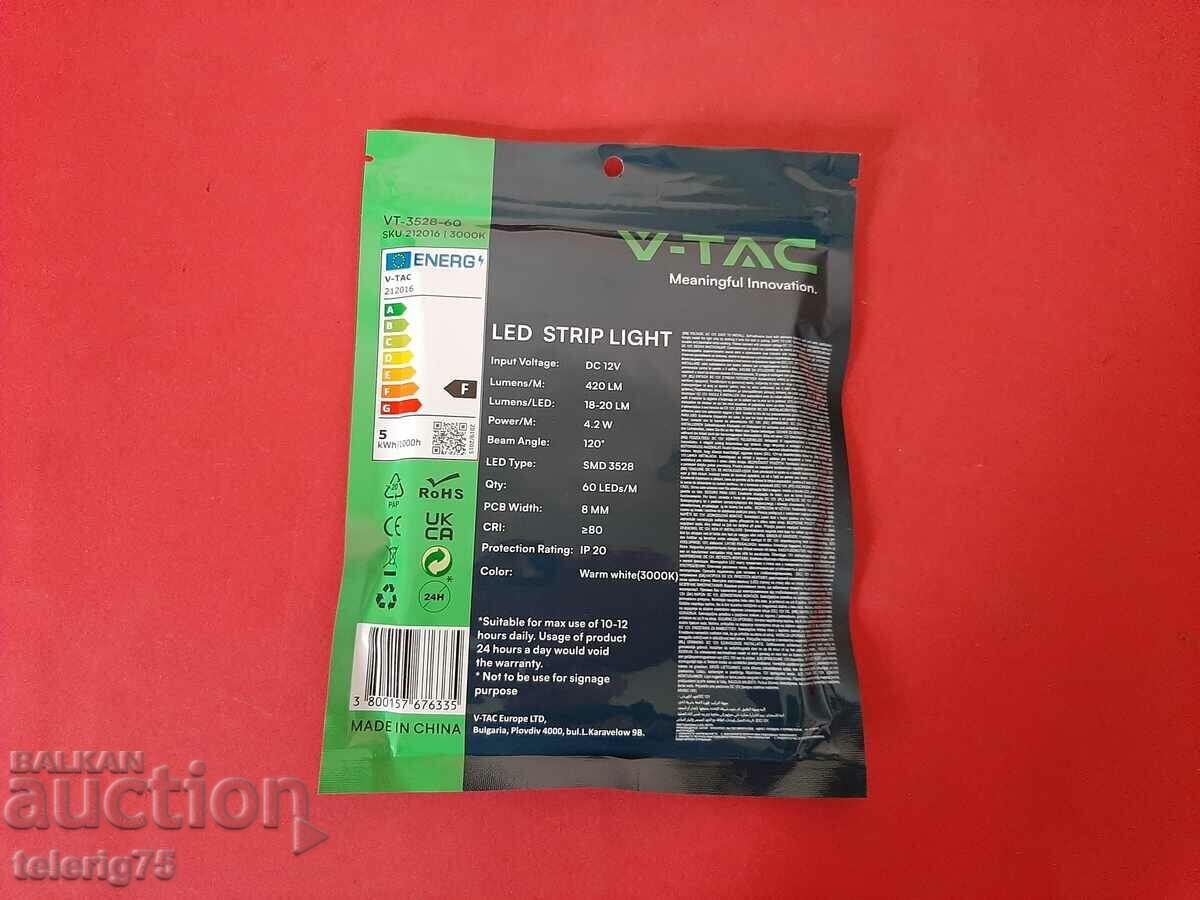 Λωρίδα LED V-TAC-4,2W/m,12V,3000K,420lm με τιμή 7.00 BGN | € 3.58 Λωρίδα LED V-TAC-4,2W/m,12V,3000K,420lm με τιμή 7.00 BGN | € 3.58