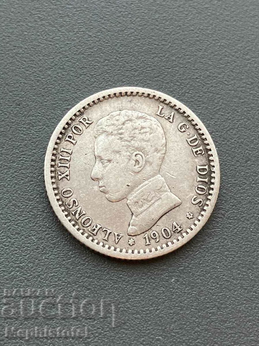 50 centimos 1904, Spain - silver coin with price 19.89 BGN | € 10.17 50 centimos 1904, Spain - silver coin with price 19.89 BGN | € 10.17