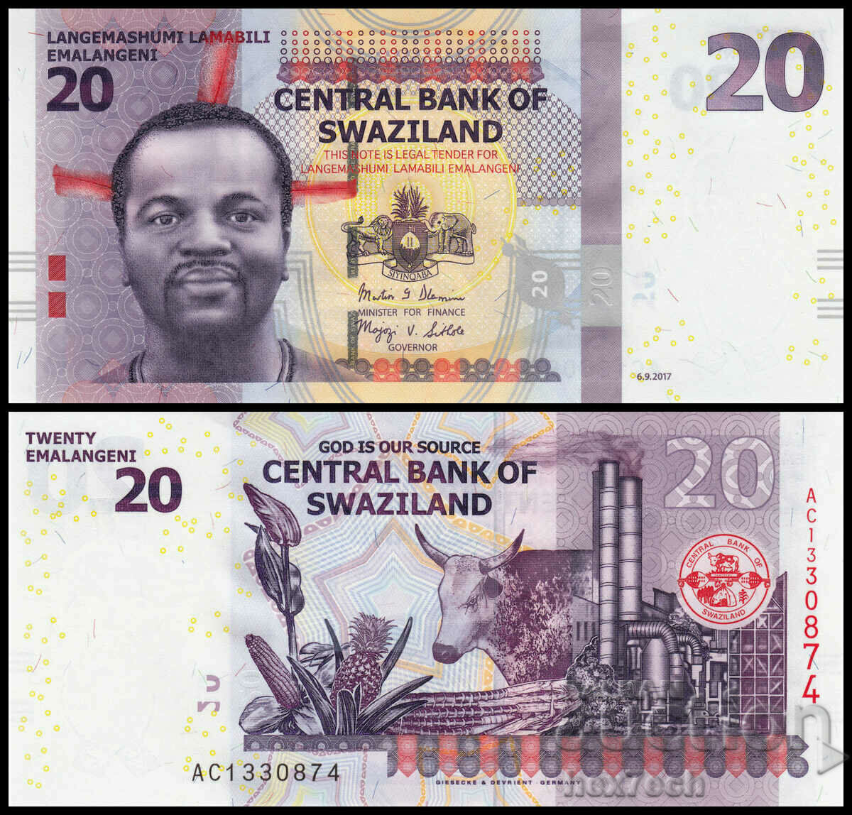 ❤️ ⭐ Swaziland 2017 20 enamel UNC new ⭐ ❤️