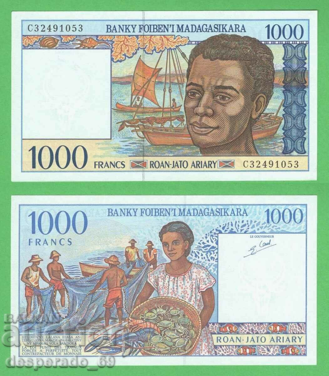 (¯`'•.¸ MADAGASCAR 1000 francs 1994 UNC ¸.•'´¯)
