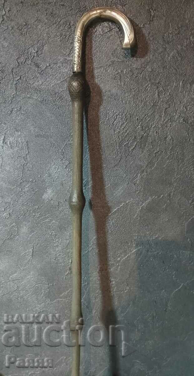Cane with silver-plated handle