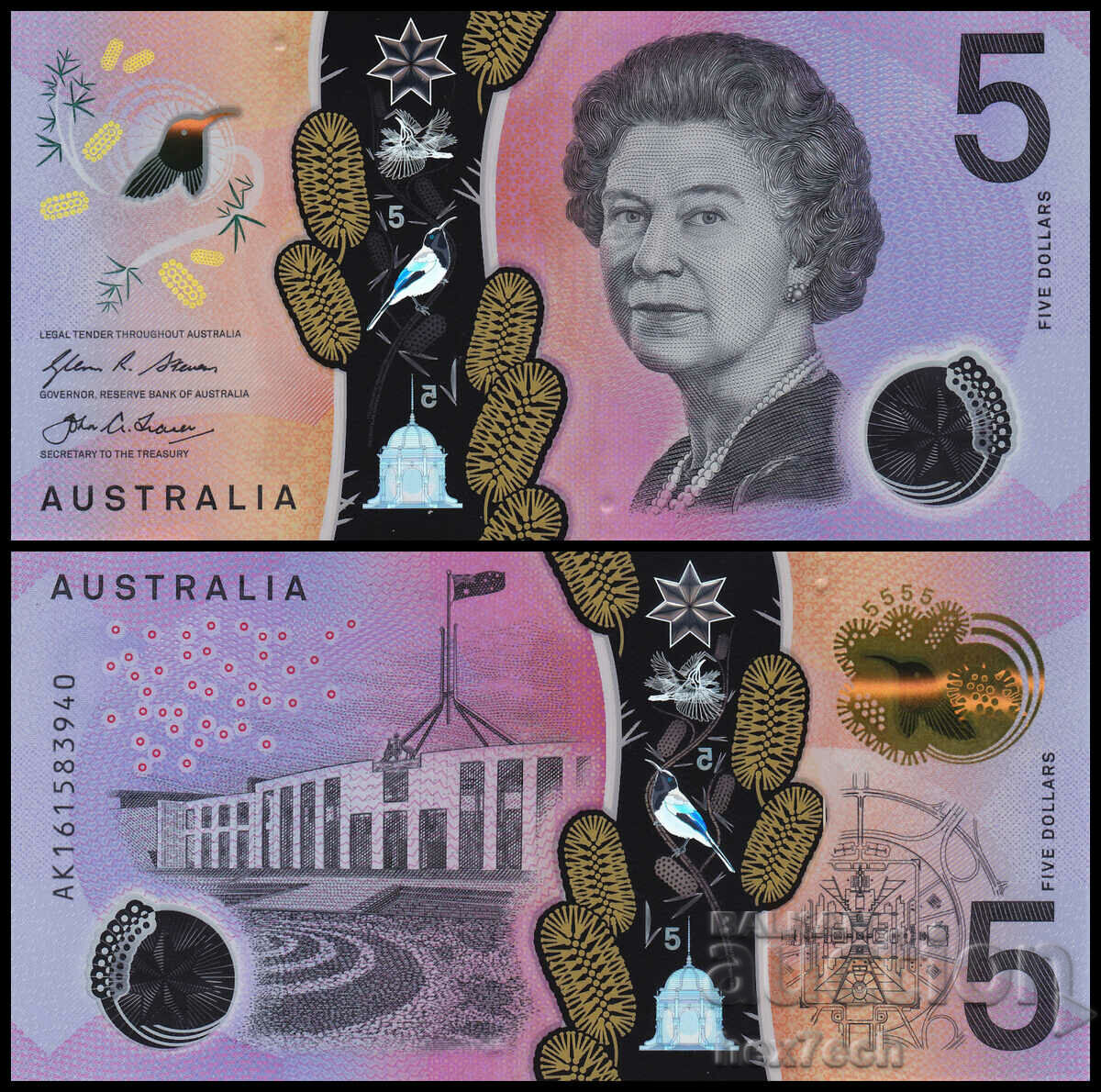 ❤️ ⭐ Αυστραλία 2016 5 $ Πολυμερές UNC Νέο ⭐ ❤️