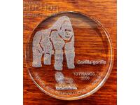 Стъклена Монета 10 Франка Горила 2006 Конго
