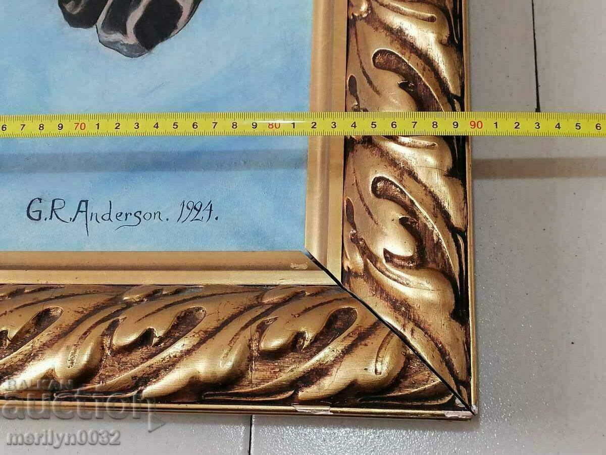 Delivery of Gallery picture painting Horses oil Anderson 1924 Delivery of Gallery picture painting Horses oil Anderson 1924