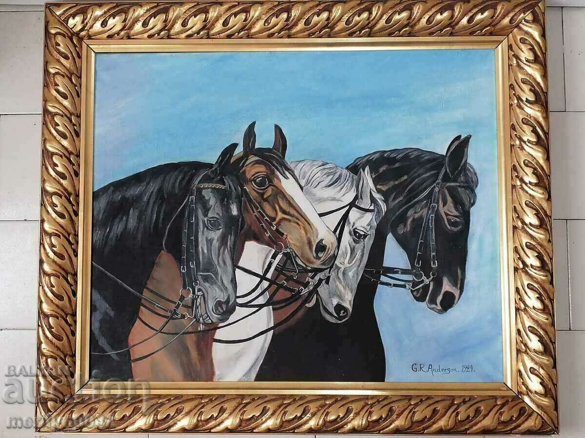 Gallery picture painting Horses oil Anderson 1924