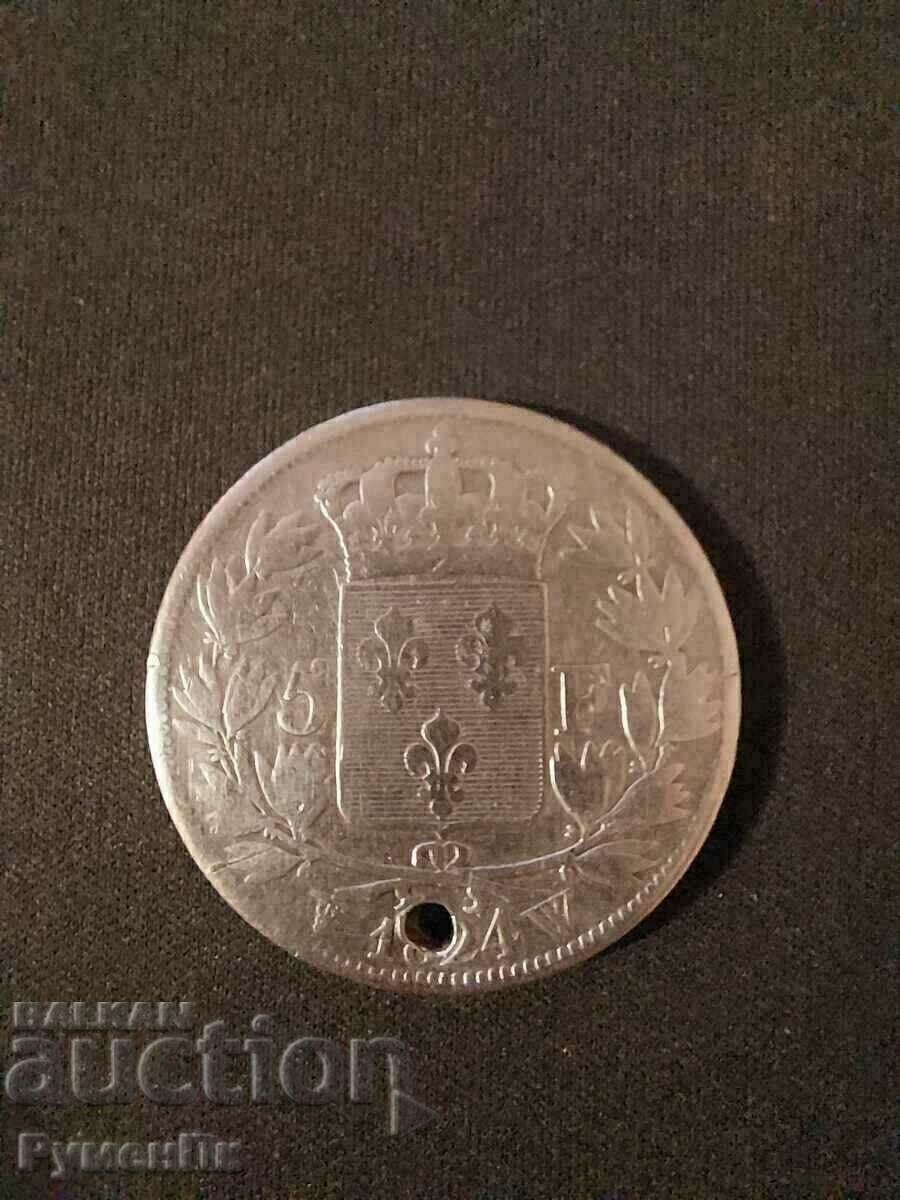 Franța 5 franci, 1824