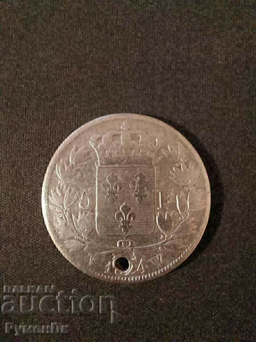 France 5 francs, 1824 France 5 francs, 1824
