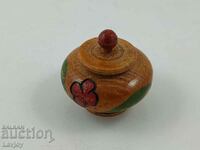 Pyrographed small wooden salt shaker