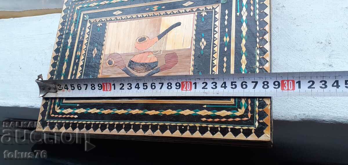 A great inlaid wooden pipe box - pipe, box - 5