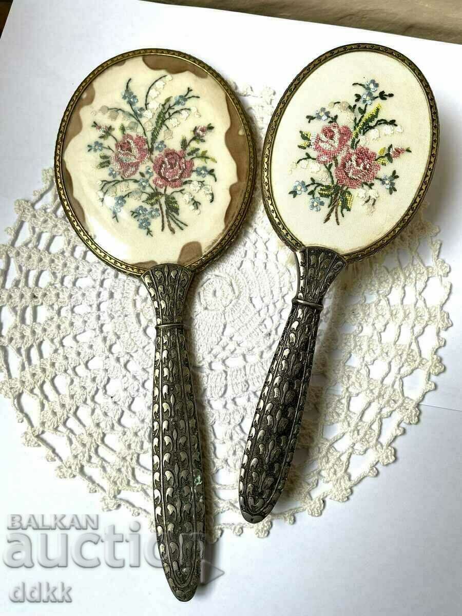 A beautiful set from England, with markings and rose embroidery