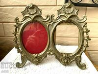 A beautiful double brass picture frame from England