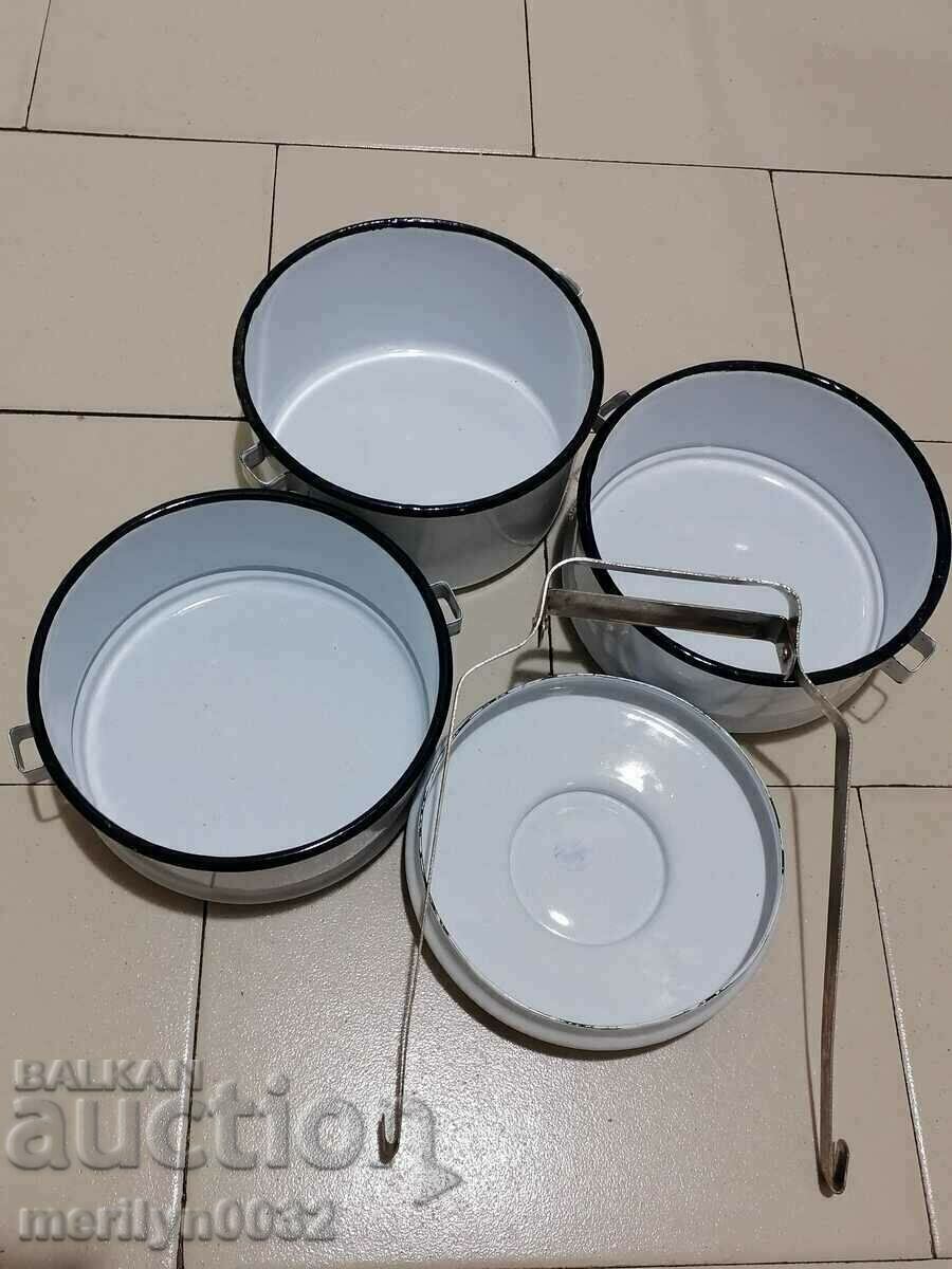 Jugs for food 3 pieces seferitas metal vessel enamel NRB - 5 Jugs for food 3 pieces seferitas metal vessel enamel NRB - 5