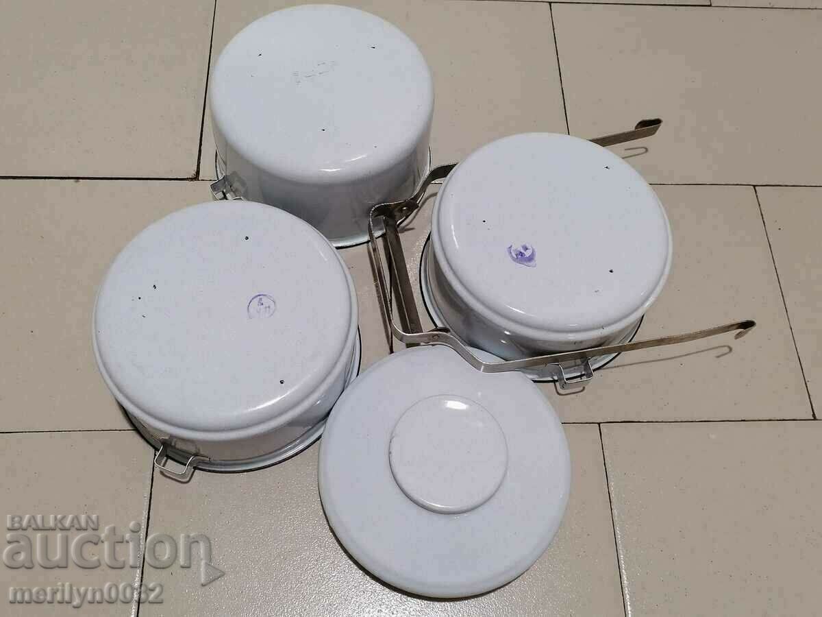 Jugs for food 3 pieces seferitas metal vessel enamel NRB - 6 Jugs for food 3 pieces seferitas metal vessel enamel NRB - 6