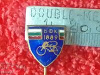 Veche insignă de metal social BFK 1889 email albastru pentru ciclism