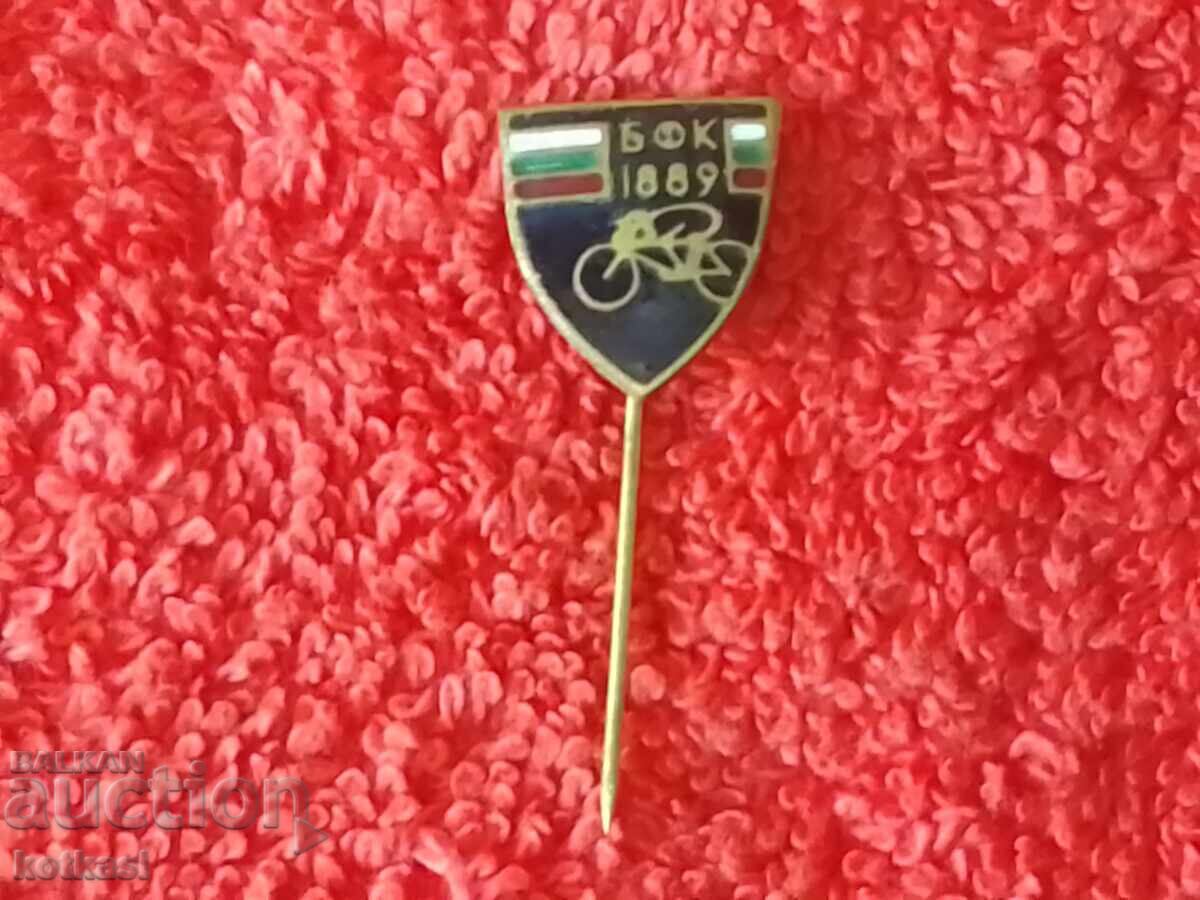 Auction  Old metal pin badge BFK 1889 Cycling black enamel