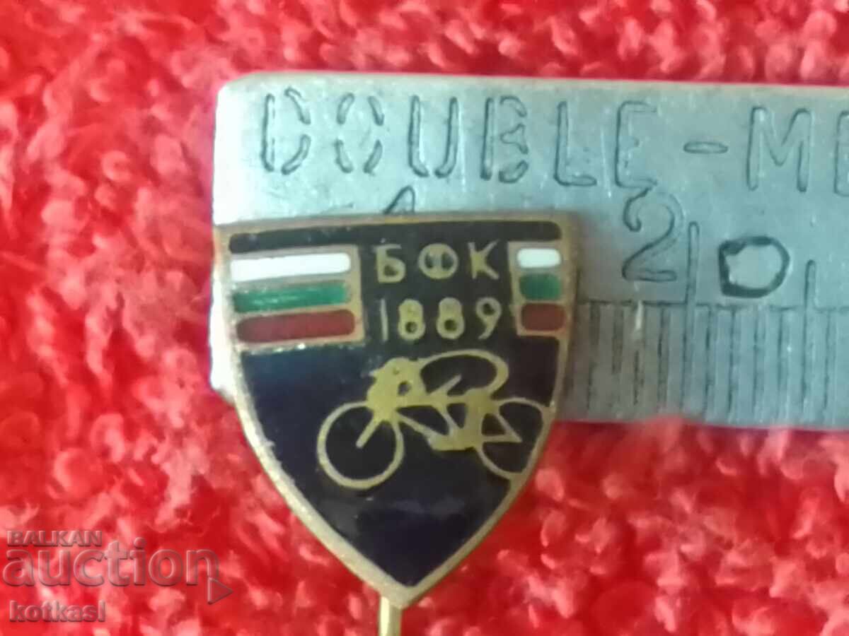 Old metal pin badge BFK 1889 Cycling black enamel