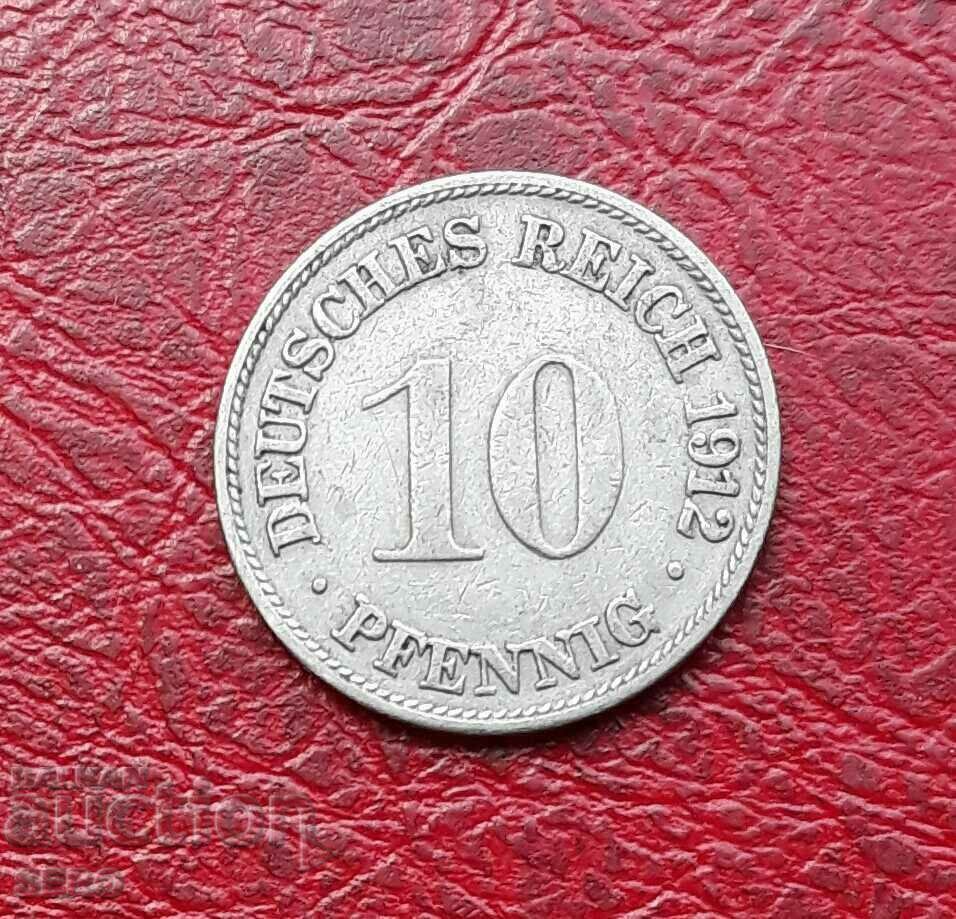 Γερμανία-10 Pfennig 1912 G-Karlsruhe