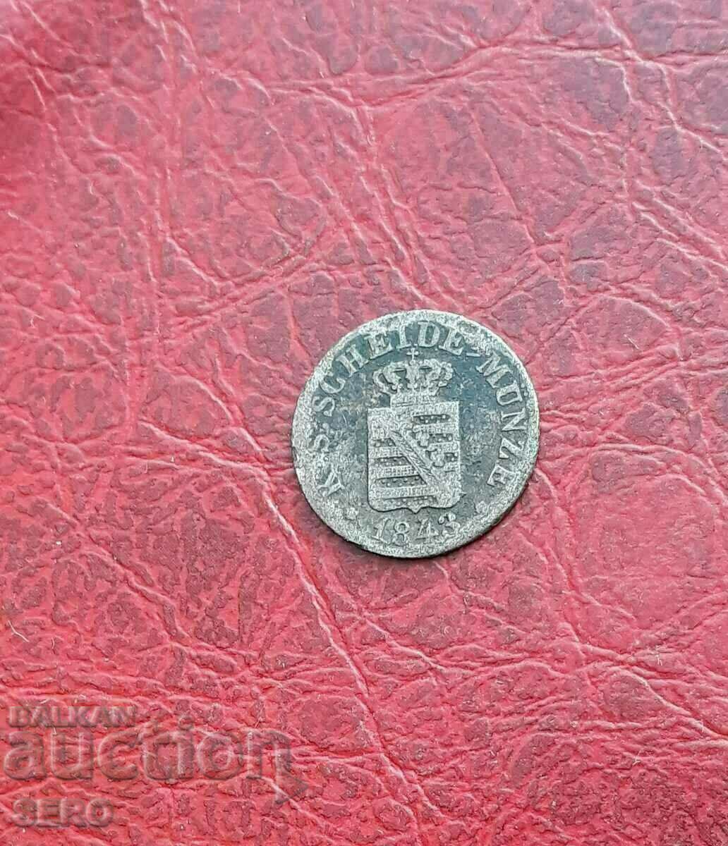 Germany-Saxony-1/2 silver penny 1843
