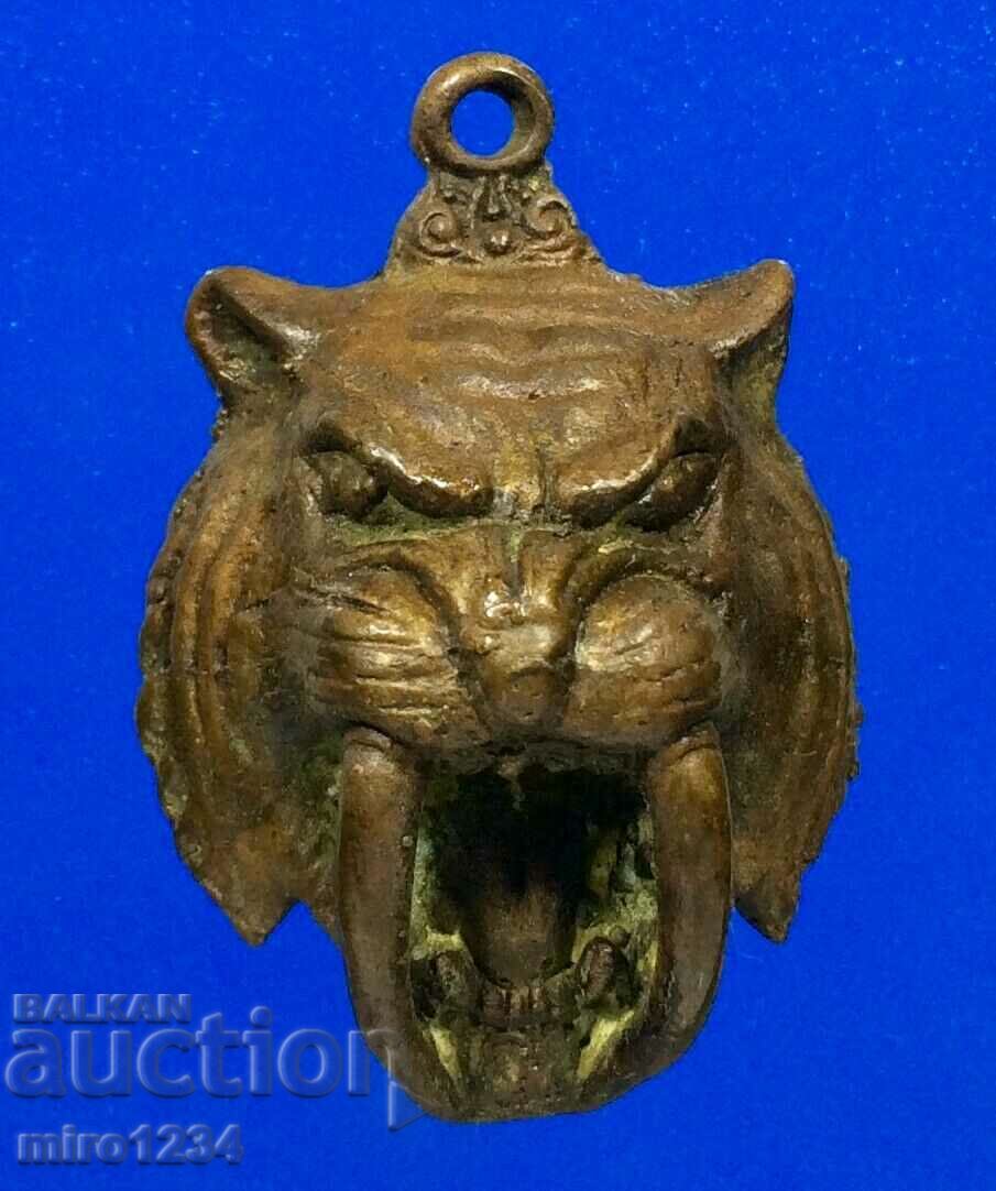 OLD BRONZE TIGER BUDDHA MEDALLION WITHOUT AN ANALOGUE IN BULGARIA