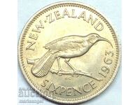 6 pence 1963 New Zealand Elizabeth II Cu-Nickel