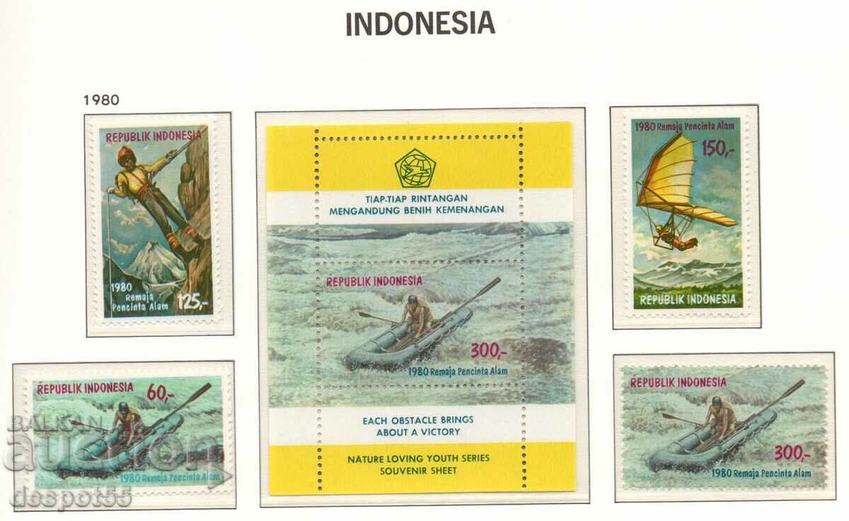 1980. Индонезия. Приключенски спортове + Блок.