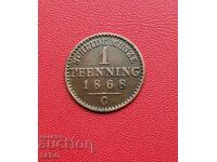 Germania-1 pfennig 1868 S-Frankfurt pe Main