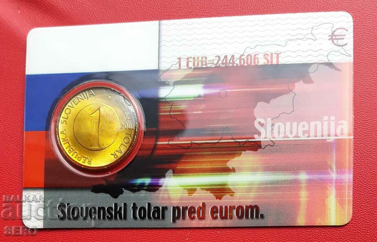 Словения-монетна карта с 1 толар 2001