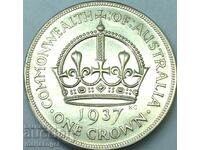 1 крона 1937 Австралия Джордж VI 28,35г сребро