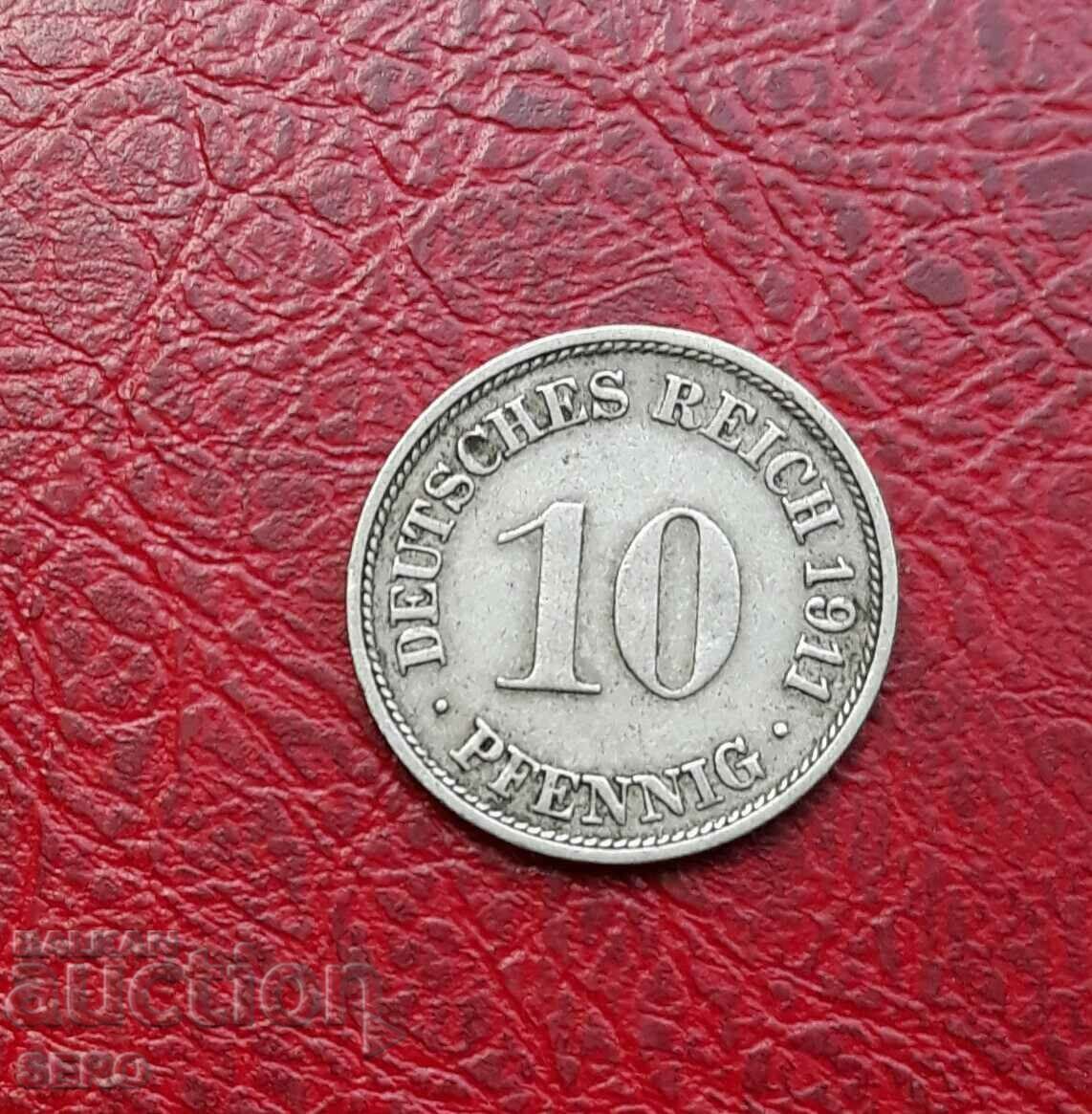 Germany-10 pfennig 1911 F-Stuttgart