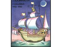 Bloc curat Columbus Ship Sailboat 1992 din Somalia