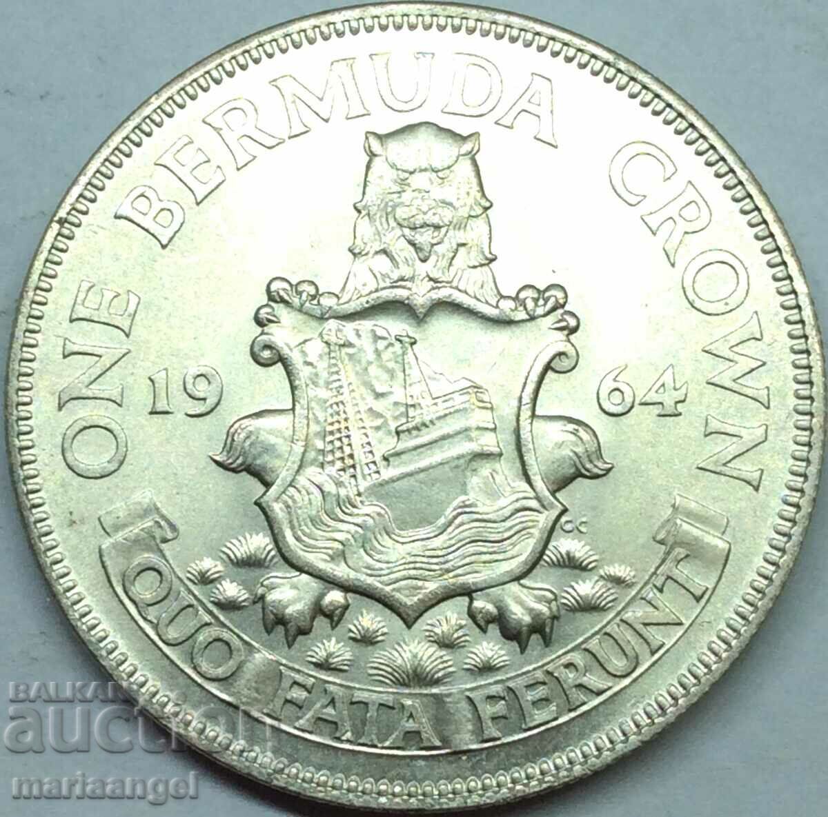 1 στέμμα 1964 Bermuda Elizabeth II UNC 22,53 g ασήμι