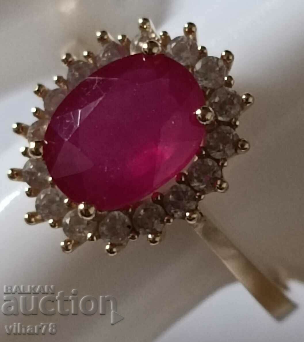 14K GOLD RING WITH RUBY - 7 14K GOLD RING WITH RUBY - 7