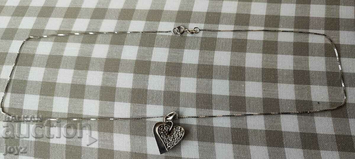 SILVER NECKLACE WITH TWO HEARTS 3.86 g/SAMPLE 925