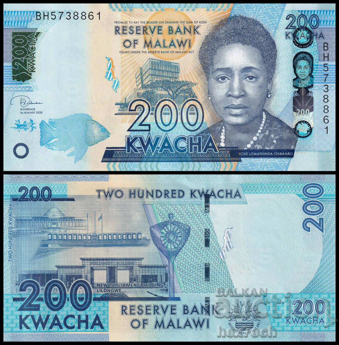 ❤️ ⭐ Malawi 2020 200 Kwacha UNC nou ⭐ ❤️