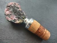 Old cork with cork, stone - natural Rhodonite, art