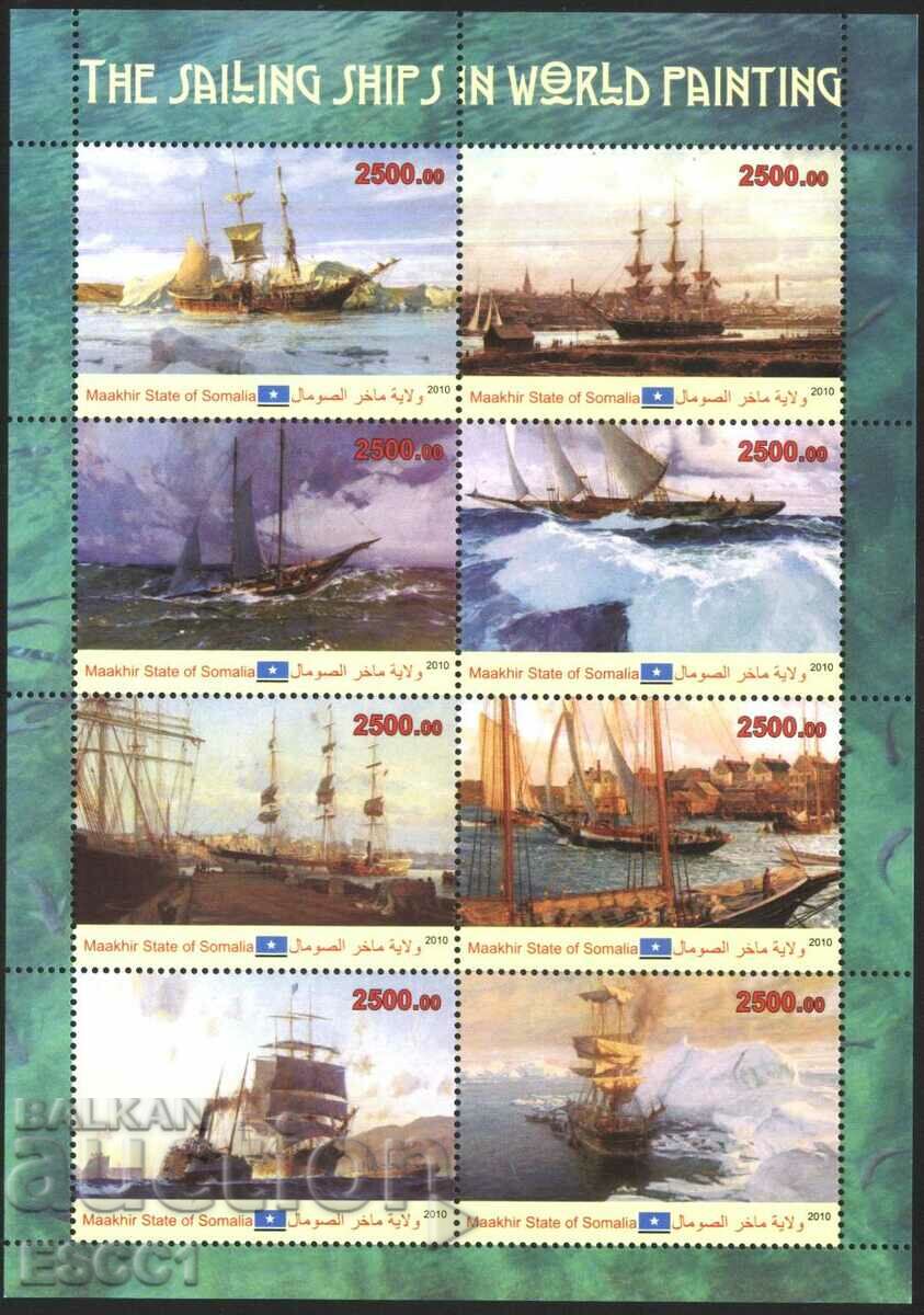 Καθαρά γραμματόσημα σε μικρό φύλλο Πλοία Sailboats 2010 από τη Σομαλία