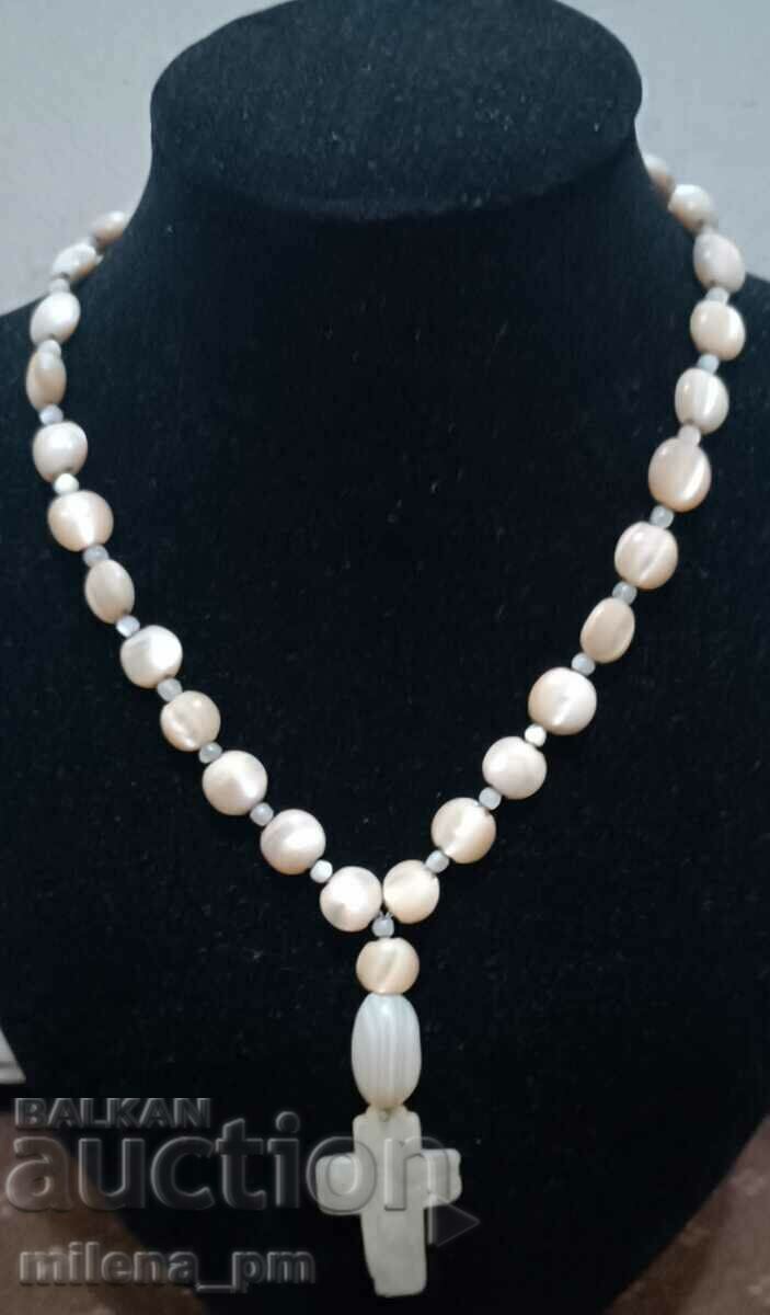 Mother of pearl rosary necklace