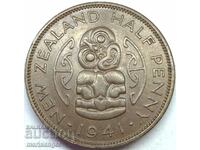 1/2 Penny 1941 Noua Zeelandă George VI UNC 25mm