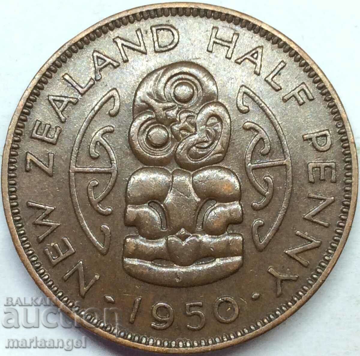 1/2 Penny 1950 New Zealand George VI UNC 25mm