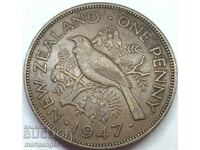 1 Penny 1947 New Zealand George VI UNC 30mm