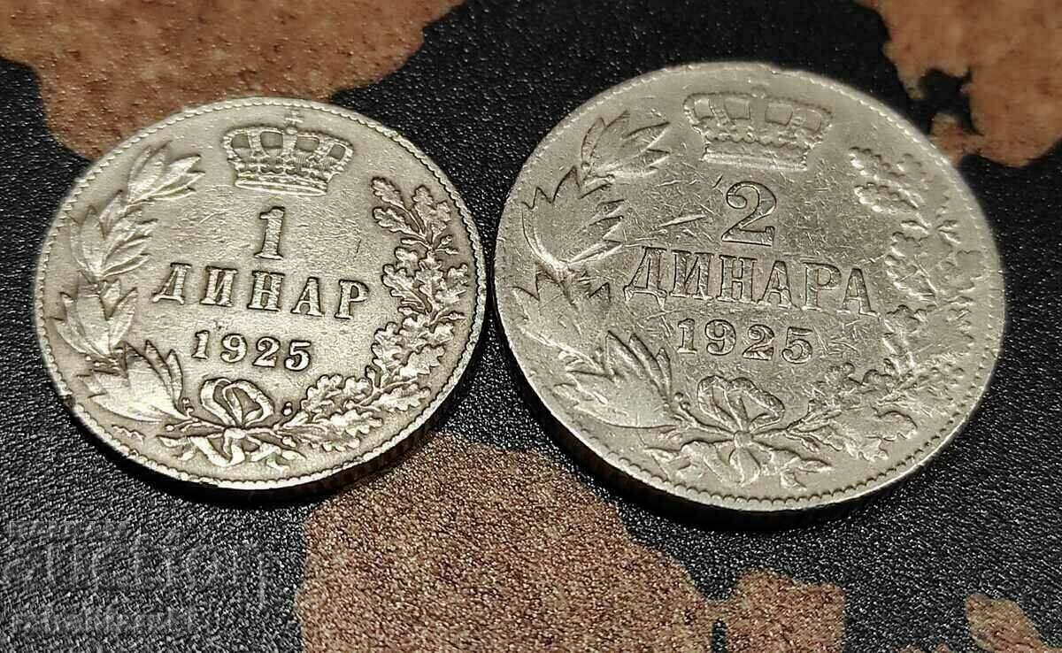 Coins Yugoslavia, 1 and 2 dinars, 1925