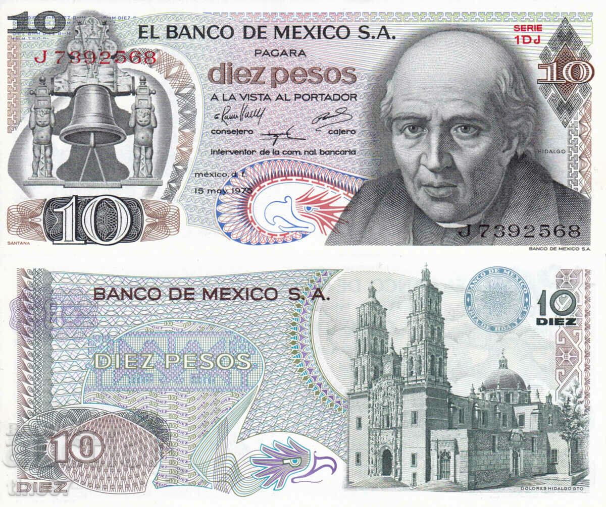 tino37- MEXICO - 10 PESOS - 1975 - UNC