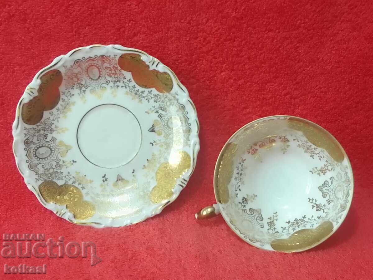 Delivery of ALKA KUNST double old porcelain set cup plate gilding