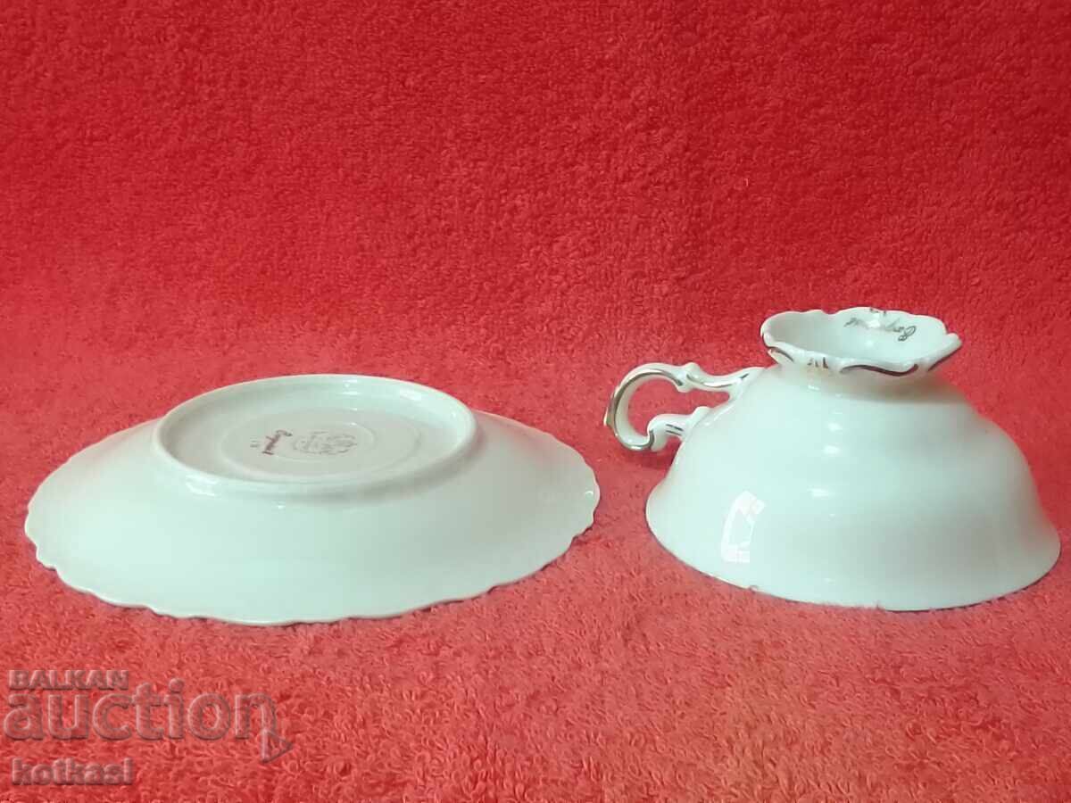 ALKA KUNST double old porcelain set cup plate gilding - 5