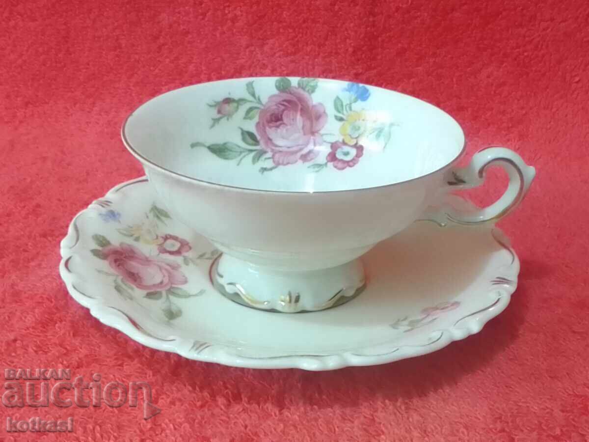 Old porcelain set cup plate gilding ALKA KUNST collection Old porcelain set cup plate gilding ALKA KUNST collection