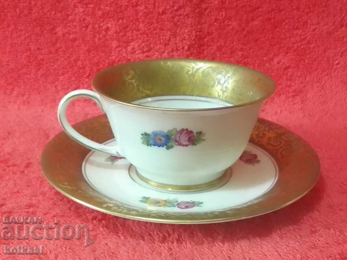 Double old porcelain set cup plate gilding Rosenthal Mocha with price 125.50 BGN | € 64.17 Double old porcelain set cup plate gilding Rosenthal Mocha with price 125.50 BGN | € 64.17