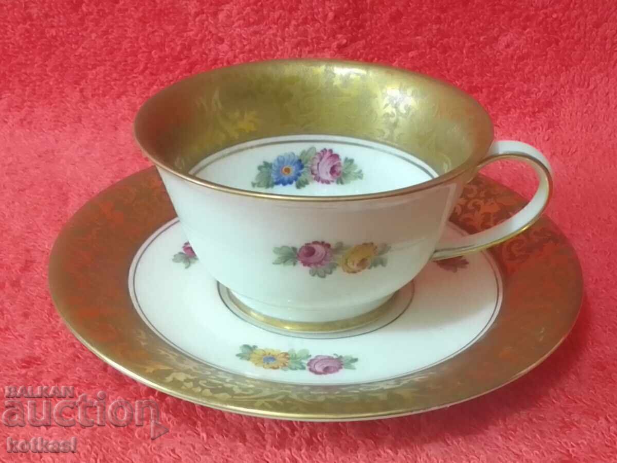 Double old porcelain set cup plate gilding Rosenthal Mocha Double old porcelain set cup plate gilding Rosenthal Mocha