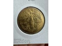 Moneda de aur Italia 50 de lire 1911 Victor Emmanuel III